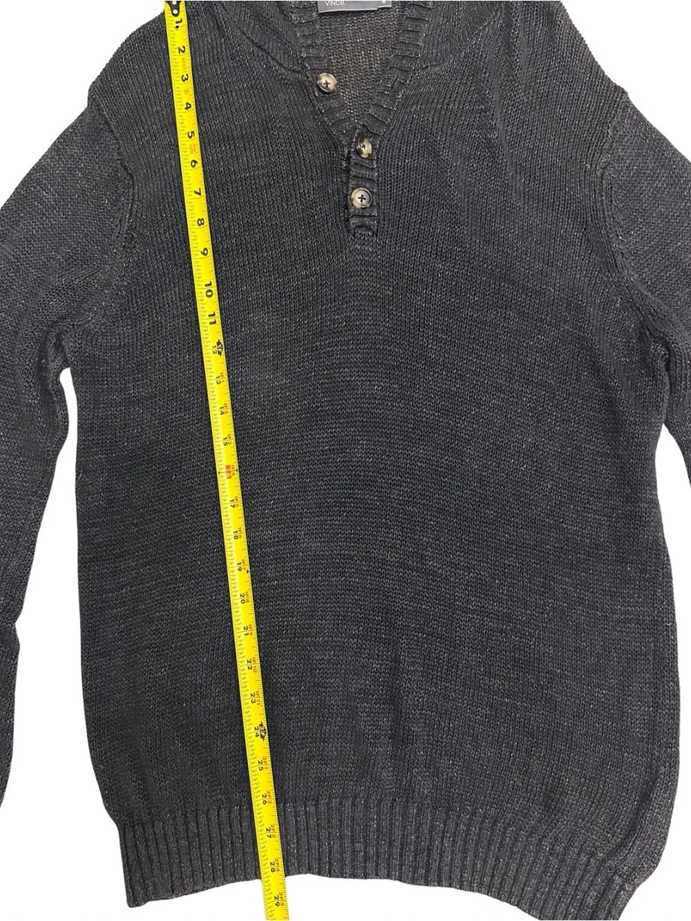 Vince 100% Linen Knit Hoodie Charcoal Gray SZ Medium Quiet Luxury Coastal EUC
